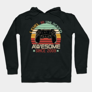 Level 10 Unlocked Awesome 2009 Gift 10th Birthday Gift Hoodie